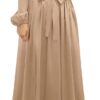 IBAKOM Abaya for Women Satin Muslim Dress Arabian Dubai Attire Eid Ramadan Prayer Clothes Modest Islamic Turkish Jilbab