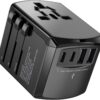 International European Travel Plug Adapter – Universal Travel Plug Adapter Wall Charger for US EU UK Europe Spain Australia Switzerland Ireland Italy Worldwide 2 Type-A and 2 Type-C Black