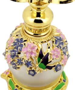 Ipetboom Perfume Bottle Essential Oil Bottle Mini Spice Containers Makeup Container Gold Fine Mist Spray Bottles Retro Dressing Table Artificial Colored Stone Purple Dubai Travel