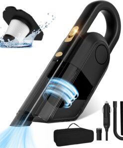 JUSTTOP Car Vacuum Cleaner,12V High Power Mini Car Handheld Vacuum, 16.4ft Power Cord & Detailing Accessory Pack,Car Accessories for Men or Women, Camper Van Travel Cleaning Kit, Car Essentials