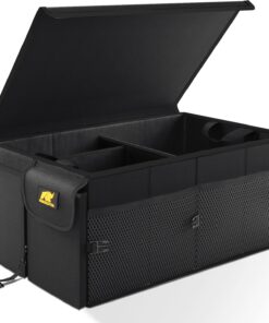 MIKKUPPA Car Trunk Organizer – 65L Collapsible Trunk Organizer with Lid, Sturdy Trunk Storage Organizers for SUV Auto Truck Van with Adjustable Straps and Non Slip Bottom (Black)