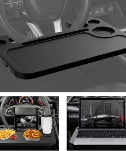 Mega Racer Steering Wheel Car Tray Table – Travel, Meal or Workstation, for Car, Truck, SUV, Van – Automotive Accessories, Car Essentials, Universal Fit, 1 Piece
