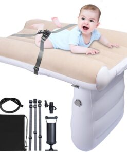 MiiDD Inflatable Airplane Kids Bed-Toddler Travel Bed,Airplane Bed for Toddler,Baby Travel Bed,Inflatable Car Baby Travel Bed,Kids Baby Seat Extender with Hand Pump Seat Belt and Carry Bag(Grey)