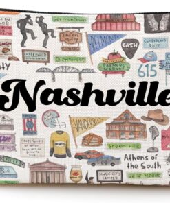 Nashville Cosmetic Bag Makeup Bag Nashville Lovers Gift Nashville Travel Souvenir Merch Vacation Friendship Gifts for Women Nashville Lovers Best Friend Girls Trip Gifts Favors Christmas Birthday