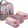 Nicole Lee Travel Handbag Crossbody Set with 3 Fashion Print Makeup Pouches, Women’s Cosmetic Toiletry Organizer (Romance in Paris)