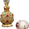 Perfume Bottle 15ml Refillable Essential Oils Storage Bottle Empty Vials Dubai Arabian Egyptian Style Travel Makeup Cosmetic Container Silvery (Golden)