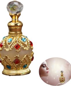 Perfume Bottle 15ml Refillable Essential Oils Storage Bottle Empty Vials Dubai Arabian Egyptian Style Travel Makeup Cosmetic Container Silvery (Golden)