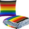 Philadelphia Pride Flag Travel Blanket Pillow 2 in 1 Fleece Airplane Car Traveling Essentials Throw Blanket for Home Office Camping Train