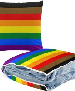 Philadelphia Pride Flag Travel Blanket Pillow 2 in 1 Fleece Airplane Car Traveling Essentials Throw Blanket for Home Office Camping Train