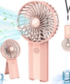 Portable Hand Held Fan-Handheld Personal Fan Rechargeable with 4 Speeds,Super Quiet,16 Hours of Use-Perfect for Airplane Beach Travel,Office,Gifts for Women-Pink……