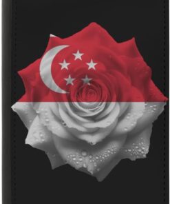 Rose Singapore Singaporean Flag Passport Holder Cover Wallet Case Novelty PU Leather with Card Slot Travel Accessories Protector for Women Men