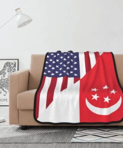 Rqwaaed America Singapore Friendship Flag Double-Sided Blanket Experience Ultimate Comfort 40x50in