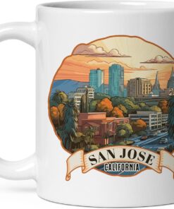 San Jose California Mug for Women Men Ceramic Mugs Tea Coffee Cup with Handle Cute White Mug Size – 11 Oz Funny Novelty Graphic Design Print Mug ID44994