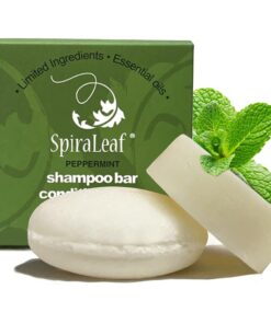 Shampoo Bar & Conditioner Bar Set, PEPPERMINT Pure Essential Oils, Light Scent, Limited Ingredients, Concentrated Formula, Made USA, Zero Waste, Color-Fragrance Free, Travel Ready