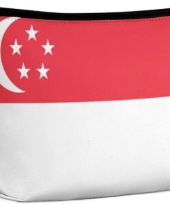 Singapore Flag Makeup Bag for Purse Travel Cosmetic Organizer for Women Girls