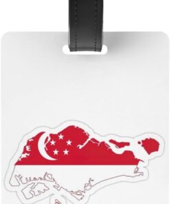 Singapore Flag Map Print Luggage Tag, Luggage Tags for Suitcases,Bag Tag, Suitcase Tags, Travel Bag Tags for Luggage