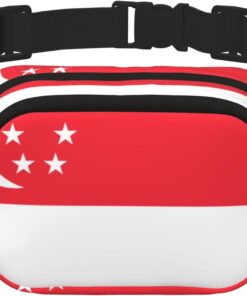Singapore Flag Square double – layer fanny pack with adjustable shoulder strap – travelling fanny pack – perfect for outdoor sports