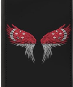 Singapore Singaporean Flag Wings Passport Holder Cover Wallet Case Novelty PU Leather with Card Slot Travel Accessories Protector for Women Men