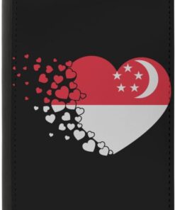Singapore Singaporean heart shaped Flag Passport Holder Cover Wallet Case Novelty PU Leather with Card Slot Travel Accessories Protector for Women Men