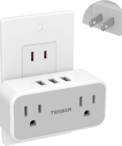 TESSAN 2 Prong to 3 Prong Outlet Adapter, US to Japan Plug Adapter with 2 Outlets 3 USB Ports, Travel Power Splitter for USA to Japanese Canada Mexico Philippines Peru, Type A