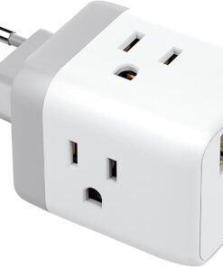 TROND European Travel Plug Adapter – International Power Adapter Converter for Europe with 3 Outlets 2 USB, Europe to US Type C Adaptor for Italy Germany France Spain, Cruise Travel Essentials