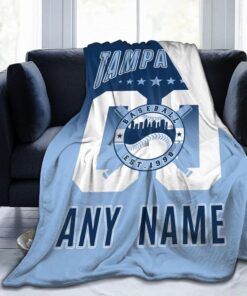 Tampa Bay Blanket Gifts for Men Women, Custom Tampa Bay Throw Blanket Add Name Number Lightweight Warm Flannel Travel Blanket for Decor Sofa Bedroom