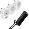 US to UK Plug Adapter 3 Pack, TESSAN Type G Travel Plug with 4 Outlets 3 USB Ports(1 USB C), Portable Charger Power Bank, 3 in 1 Power Bank 20W Fast Charging