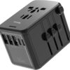 Universal Travel Adapter 35W PD Fast Charging Offers 3X2.4A USB-A Ports, 2X USB-C Ports and Multi AC Outlet, International Plug Converter Worldwide Travel Charger All in One for EU US UK AUS