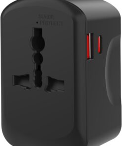 Universal Travel Adapter, TERBERA All-in-One Worldwide International Power Plug Adapter with 1 USB and Type-C Ports, Fast Charging for USA EU UK AUS