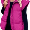 Warm Winter Fleece Coats Vest for Women Cap Sleeveless Zip Up Jacket Winter Warm Padded Gilet Long Coat for Wo