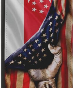 america and Singapore Singaporean Flag Passport Holder Cover Wallet Case Novelty PU Leather with Card Slot Travel Accessories Protector for Women Men