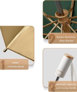 erised’s bifrost Light Small Compact Travel Automatic Golden Folding Umbrella 8 Ribs,Auto Open Close Button,Portable,Ergonomic Handle,99 UV Protection,Rain Sun,Backpack,Women Men