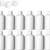 2 Ounce Boston Round Bottles, PET Plastic Empty Fillable BPA-Free, with White Press Down Disc Caps (Pack of 12) (White)