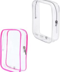 2 Pack Clear TSA Approved Toiletry Bag, Airplane Travel Essentials for Long Flight Flying Europe International Must Haves Small Quart Size Makeup Pouch Toiletries Liquids Women Men Christmas Gifts