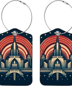 2 Pcs Luggage Tag for Suitcases, PU Leather Baggage Handbag Travel Cruise Essentials Tags with Privacy Flap Name ID Label and Stainless Steel Loop for Women Men, Seattle Washington USA