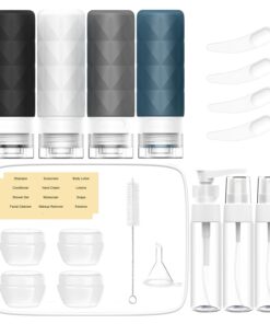 20Pack Travel Bottles Set for Toiletries,Tsa Approved Leak Proof Travel Size Containers Jars,Silicone Squeezable Travel Essentials Accessories for Shampoo Conditioner Lotion(Color-T1)