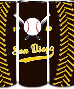 20oz Skinny City San Diego Tumbler，Gifts for Baseball Fans, Sports Insulated Stainless Steel Cup with Lid and Straws, Reusable Travel Coffee Mug Water Bottle