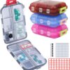 4PS Travel Pill Organizer with 164 Slice Labels，10 Compartments Travel Pill Box Portable Folding Small Pill Case Daily Pill Container Used for Carry Storage Medicine Organizer by M MUchengbao