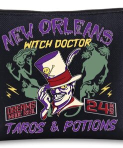 BWWKTOP DR Facilier Cosmetic Makeup Bag Facilier Fans Gifts New Orleans Witch Doctor Taros & Potions Zipper Pouch Bag For Movie Fans (New Orleans)