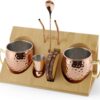 Barillio Moscow Mule Mugs Set – 2 Stainless Steel, Copper-Plated Cocktail Mugs with Bamboo Stand – Food-Safe, Moscow Mule Kit with Copper Cups, Drinking Straws and Mixing Spoon – 2 x 18 Oz