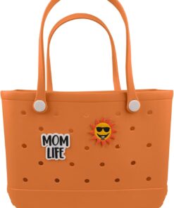 Beach Rubber Bag Tote Bag,Extra Large Waterproof Travel Women Handbag with Charms for Sports Beach Groceries Pool