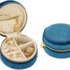 Benevolence LA Plush Velvet Travel Jewelry Box Organizer, Mini Travel Jewelry Case, Jewelry Travel Organizer, Travel Jewelry Organizer, Small Jewelry Box Travel, Jewelry Travel Box – Ocean Blue
