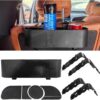 Car Headrest Backseat Organizer with Cup Holder – Seat Back Hanging Food Drink Snack Storage Box with Hooks – Multi-Functional Car Rear Seat Organizer for Kids Adults – Car Travel Accessories (Black)