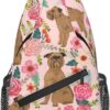 Casual Sling Backpack for Men for Brussels Griffon Dog Floral Crossbody Backpack, Unbalance Gym Bag Travel Bag Outdoor Hiking Daypack