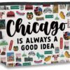 Chicago Travel Gift Makeup Bag Chicago Lover Gifts Travel Essentials Travel Toiletry Bag for Traveller Women Girls Trip Mom Daughter Friends Sister Birthday Christmas Gifts