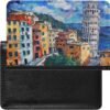 Cinque Terre and Pisa Tower Painting Passport Holder Cover Slim Wallet Travel Essentials with Credit Card Slots for Women Men