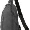Crossbody Sling Bag for Women & Men, Waterproof Sling Backpack with USB Charging Port, Lightweight Shoulder Chest Bag for Hiking, Travel (Black)