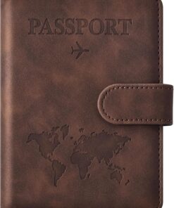Eoehro Passport Holder for Travel Essentials, Passport Wallet Cover Case for Travel Must Haves Accessories,Passport Book Holders for Women and Men(coffee)