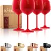 Gusto Nostro Stainless Steel Wine Glass – 18 oz – Cute, Red Unbreakable Wine Glasses for Travel, Camping and Pool – Fancy, Unique, Cool Portable Metal Wine Glass for Outdoor Events, Picnics (Set of 4)