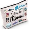 JNIAP Miami City Cosmetic Bag Miami Souvenirs Gift For Women A Day In Miami Vacation Makeup Pouch Florida Beach Gift